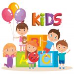 group of little kids playing with blocks